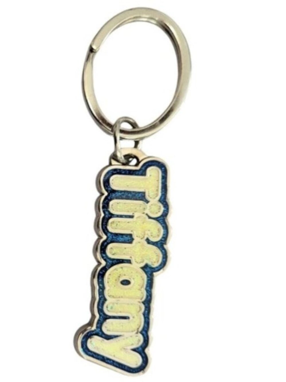 SWIBCO NW0T Blue & White Galaxy Keychain Silver Metal Personalized Name TIFFANY